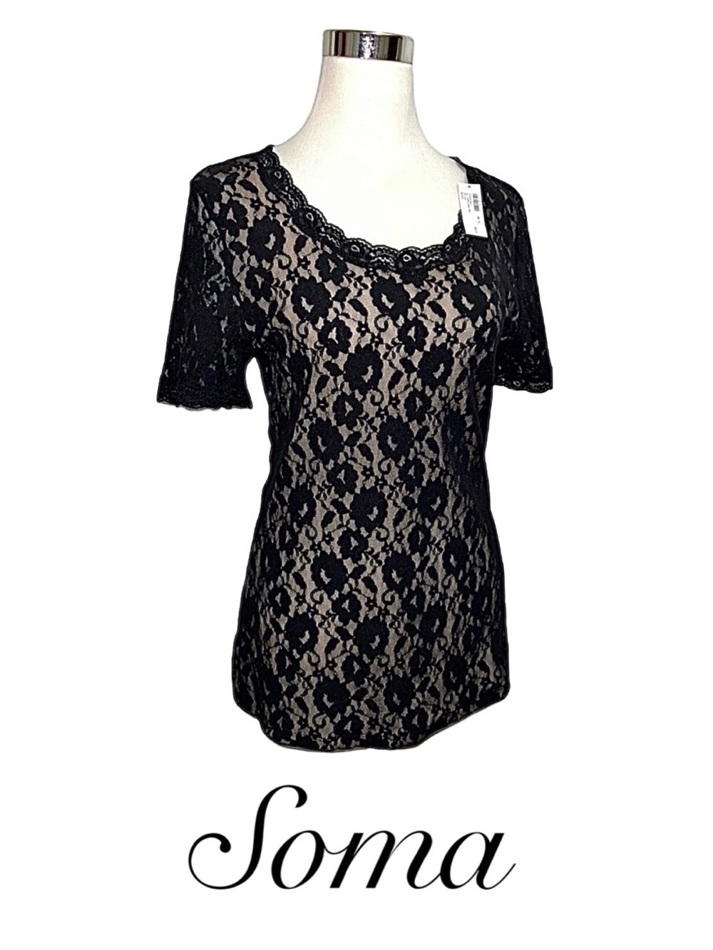 NWT Soma Black Lace Tee